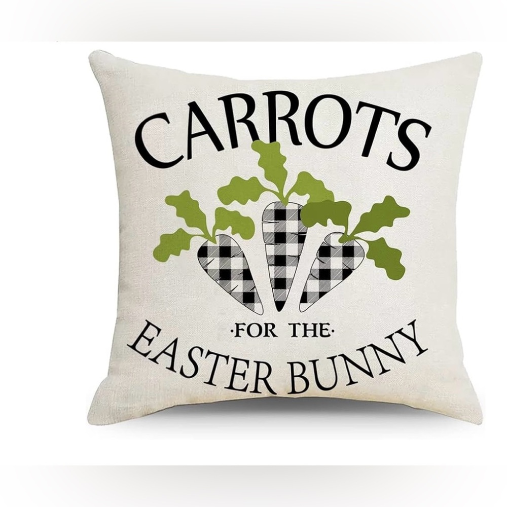New EASTER Carrots For The Bunny Decorative Pillow Case Cushion Cover Farmhouse